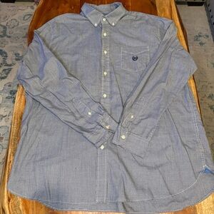 Chaps Casual Houndstooth Navy Button-Down Shirt with front pocket Men’s XL